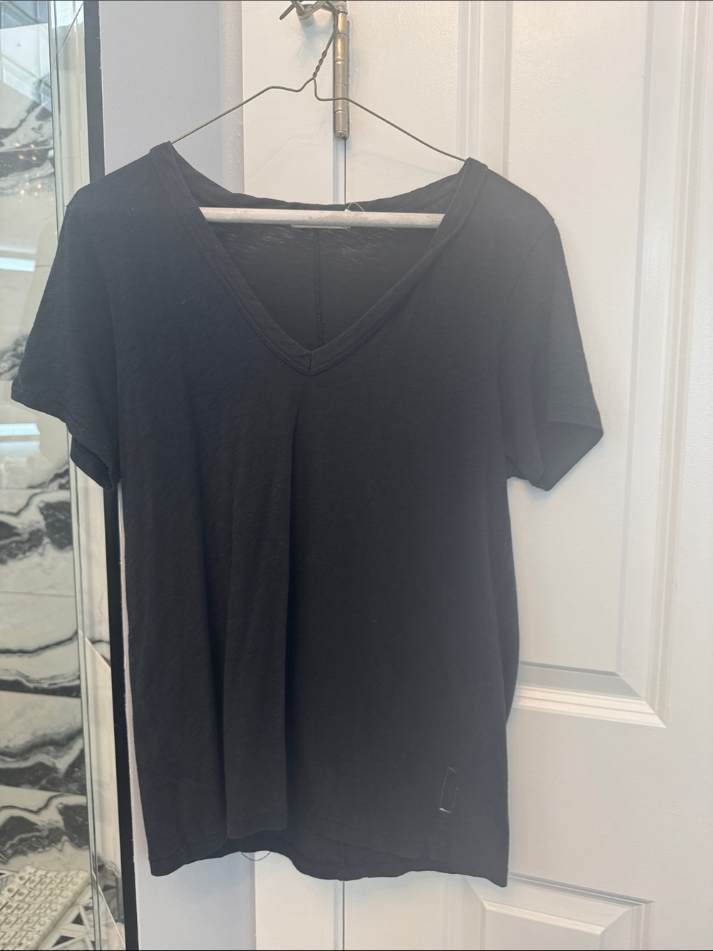 rag & bone Black V-Neck Short Sleeve Tee - Simple Jersey Top